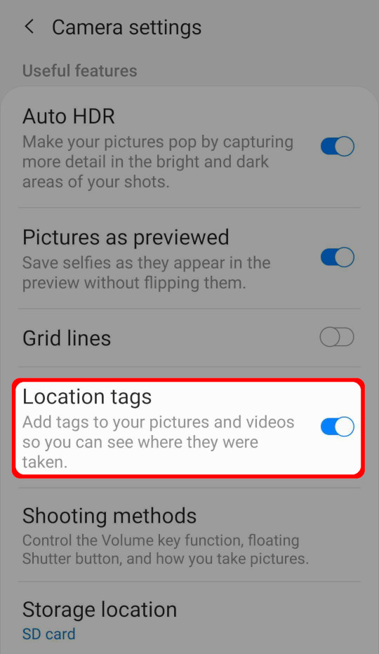 Permitir etiquetas de localização no Android Permitir etiquetas de localização no Android