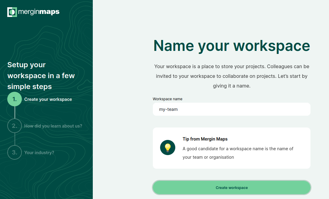 Criar espaço de trabalho em Mergin Maps