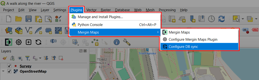 Assistente de configuração do DB Sync em QGIS
