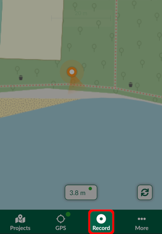 Entering recording mode in Mergin Maps mobile app