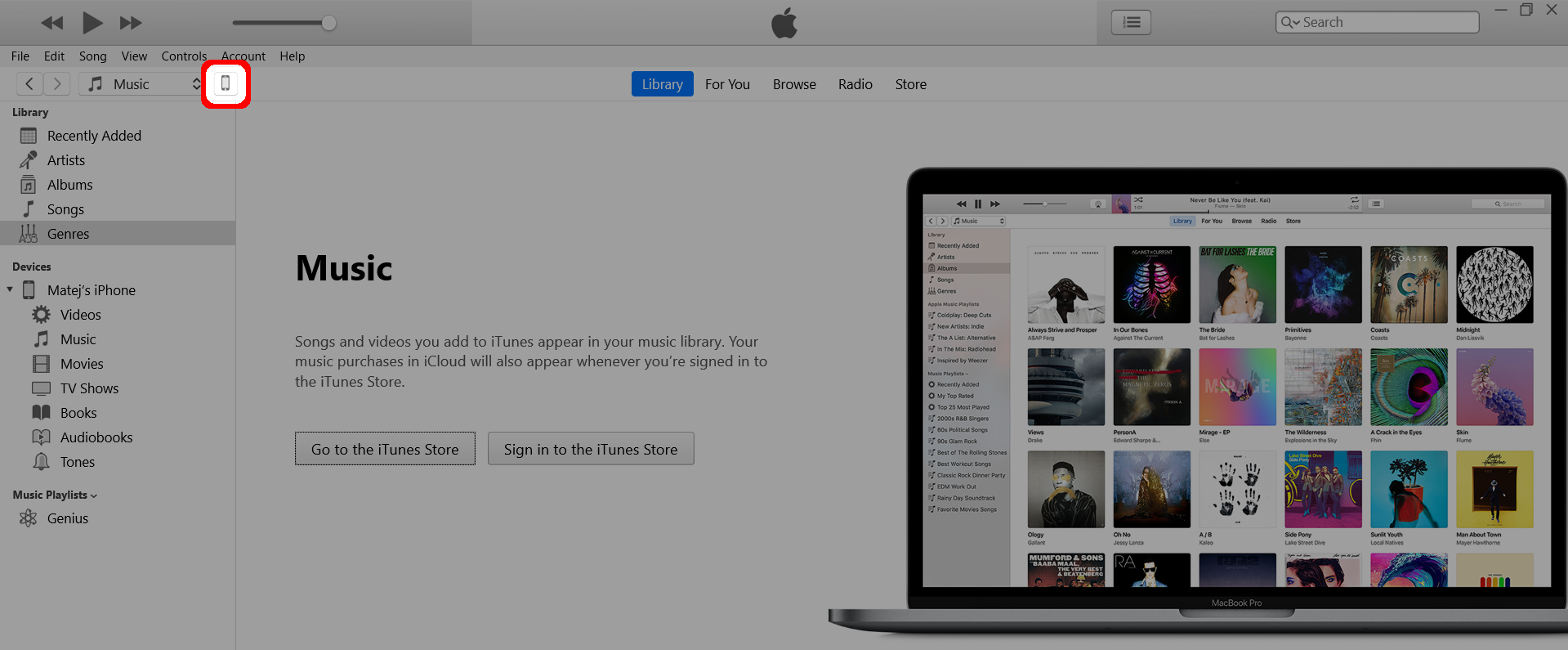 Ícone do telefone no iTunes