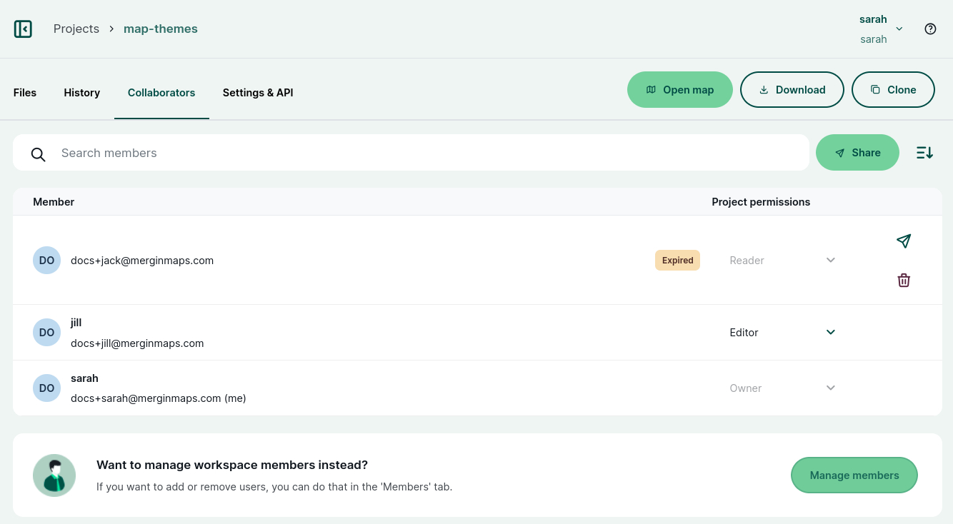 Mergin Maps colaboradores do projeto