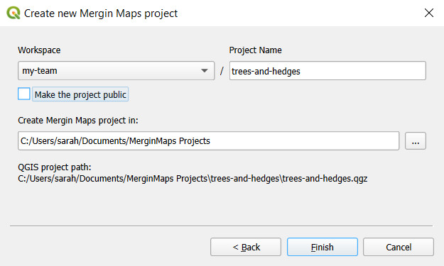 Criar um novo projeto « Mergin Maps » em QGIS