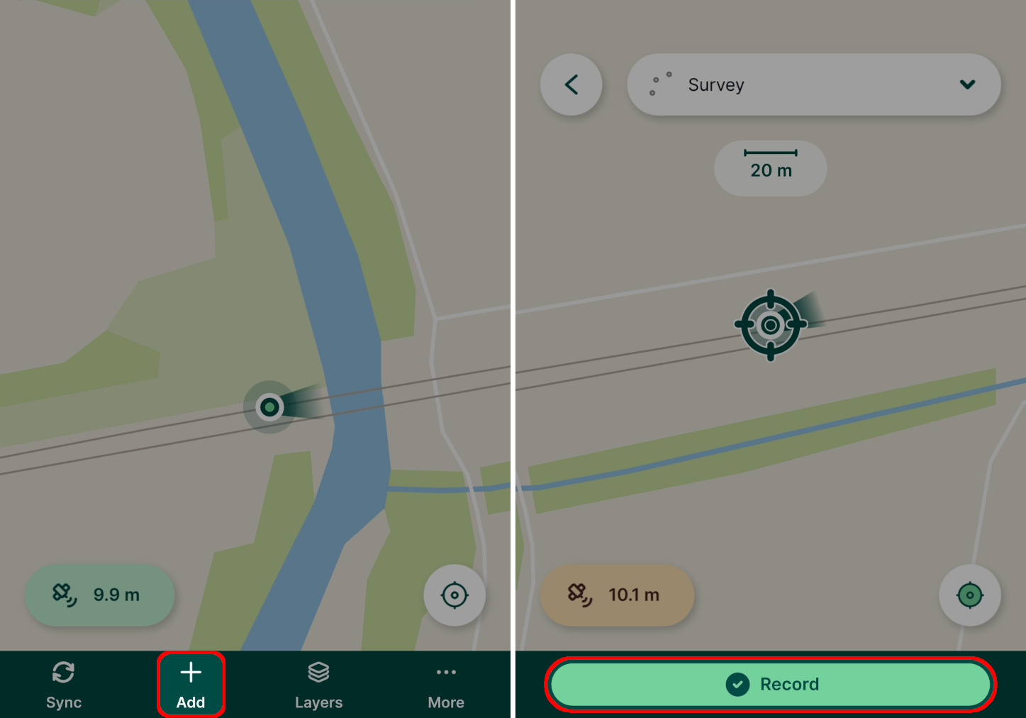 Ponto de captura na aplicação móvel « Mergin Maps »