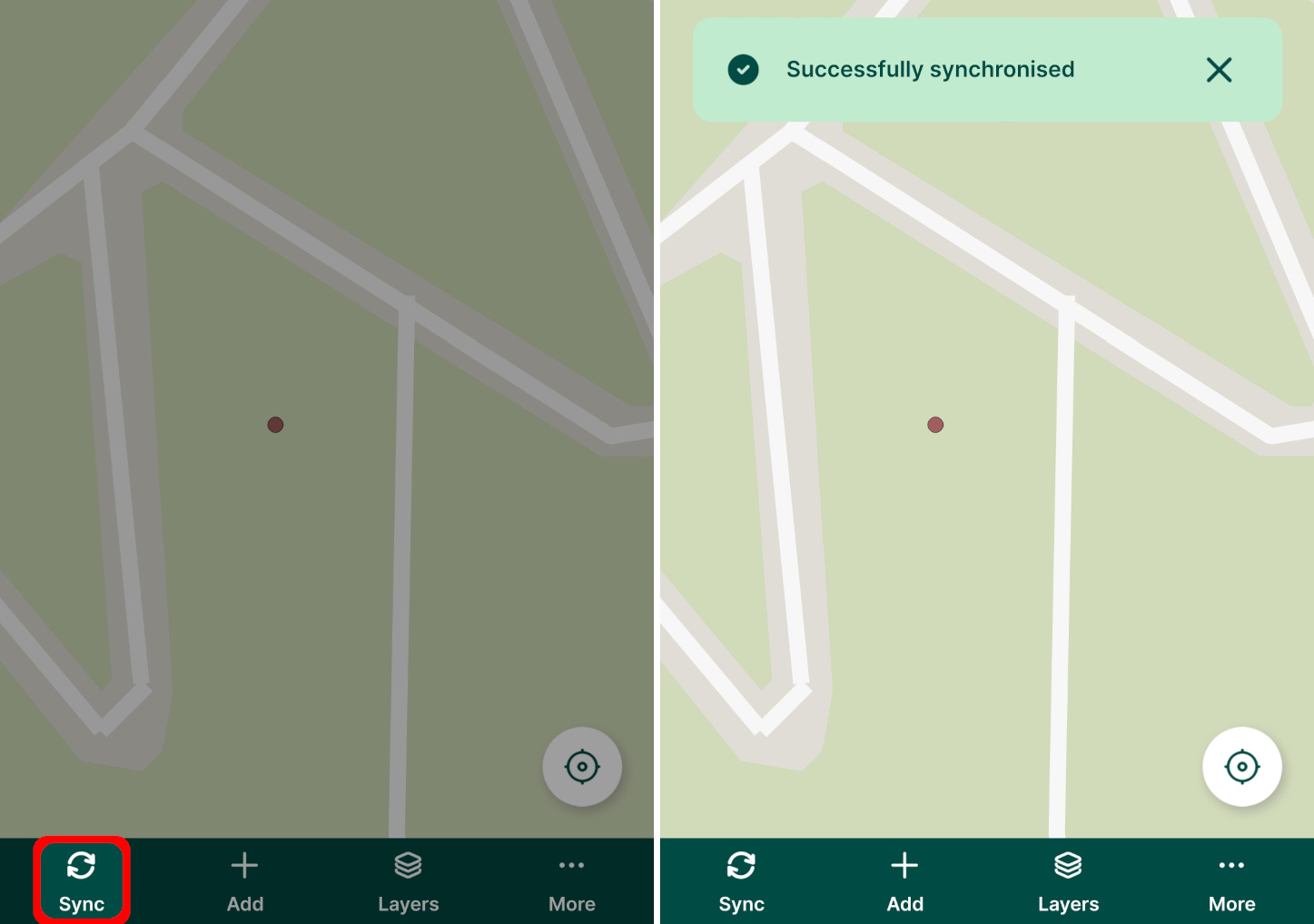 Sincronizar alterações na nuvem d Mergin Maps 