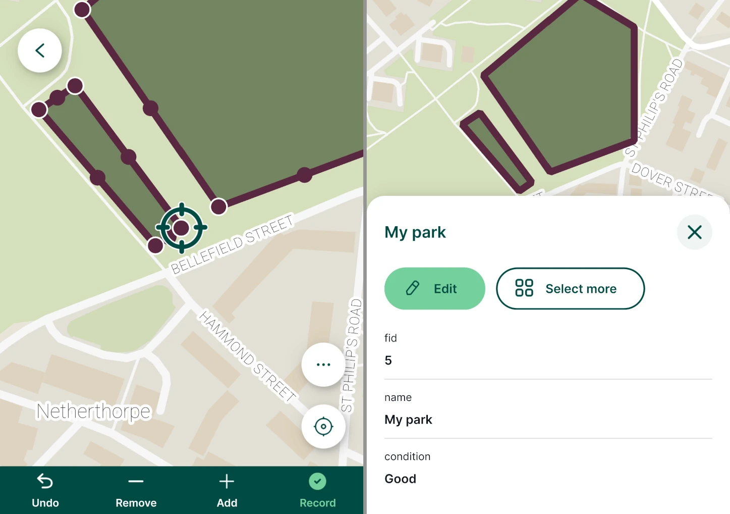 Adicionar uma peça geométrica na aplicação móvel « Mergin Maps »