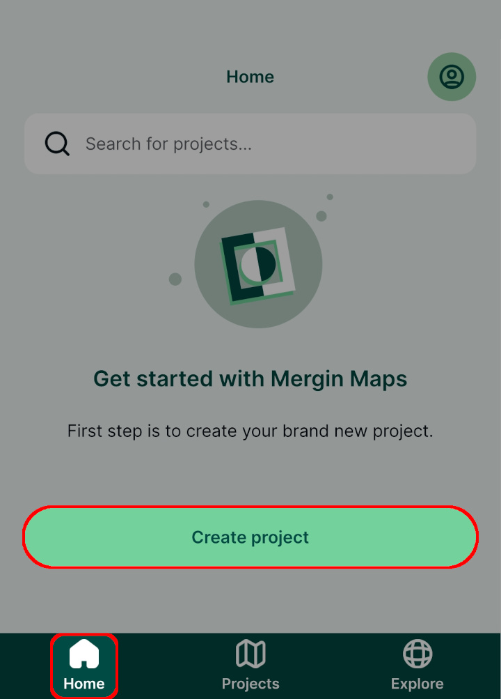 Criar projeto na aplicação móvel « Mergin Maps »