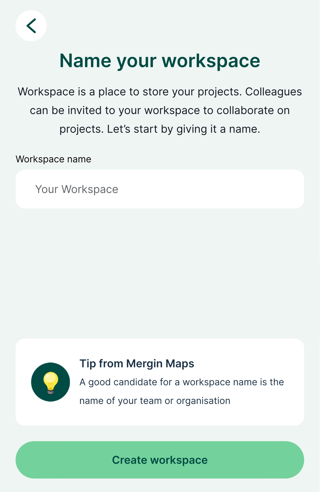 Criar um espaço de trabalho na aplicação móvel « Mergin Maps »