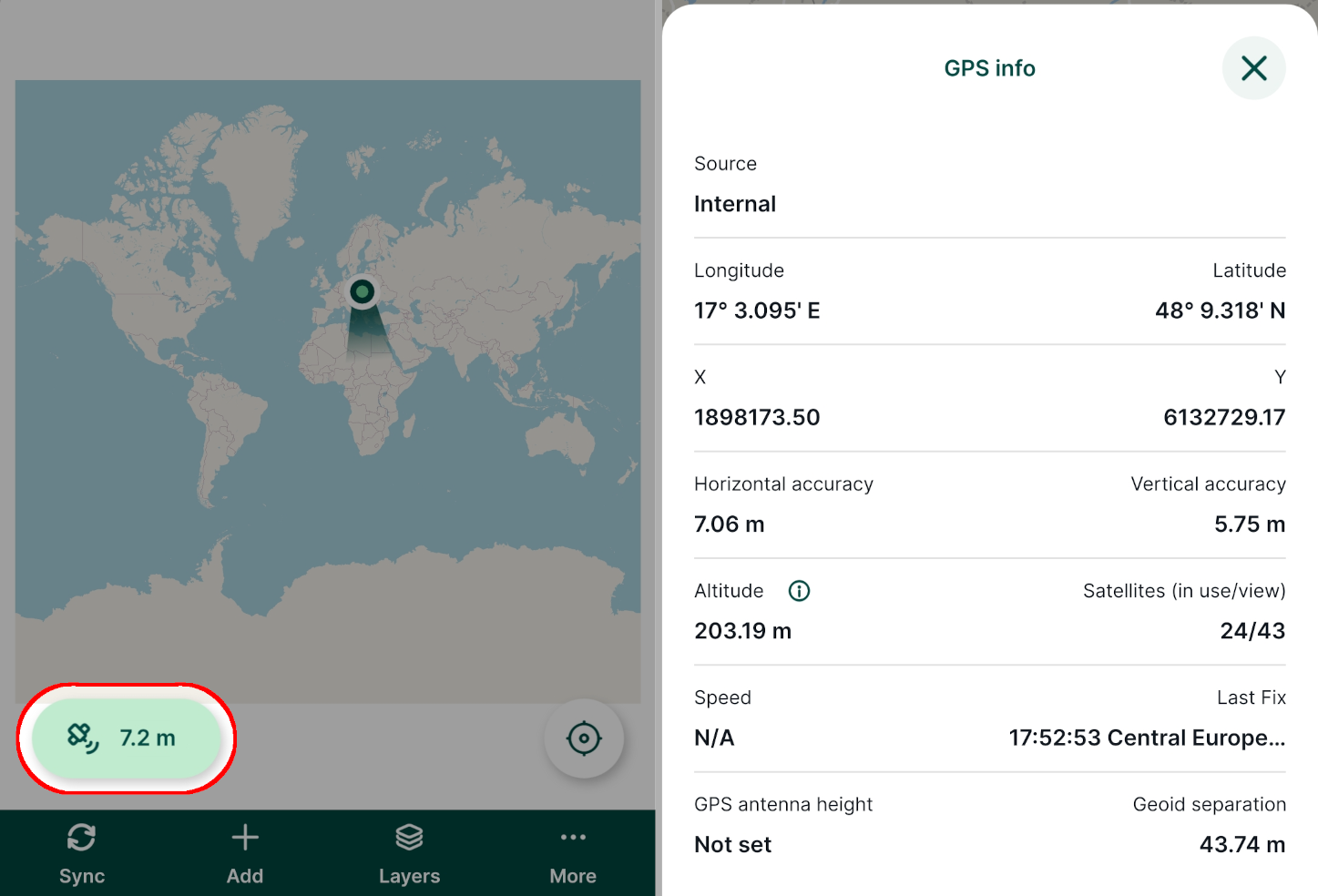 Painel de informações do GPS