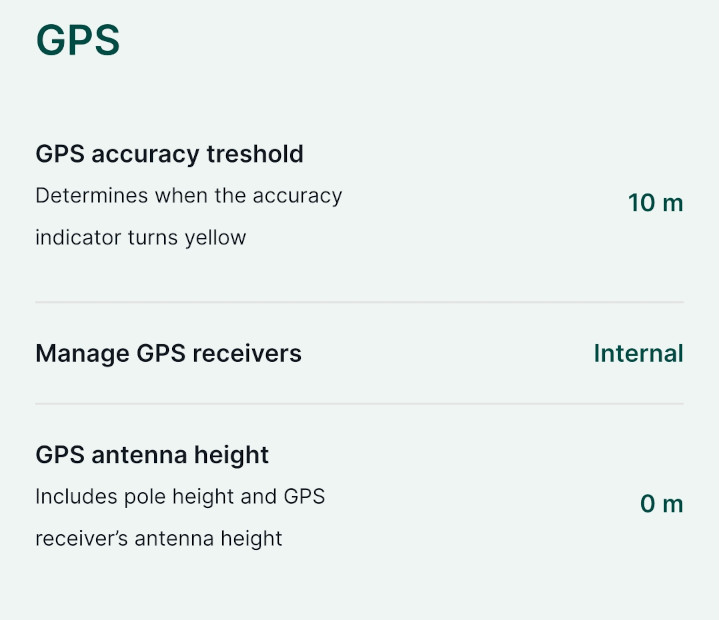 Mergin Maps Definições de GPS da aplicação móvel