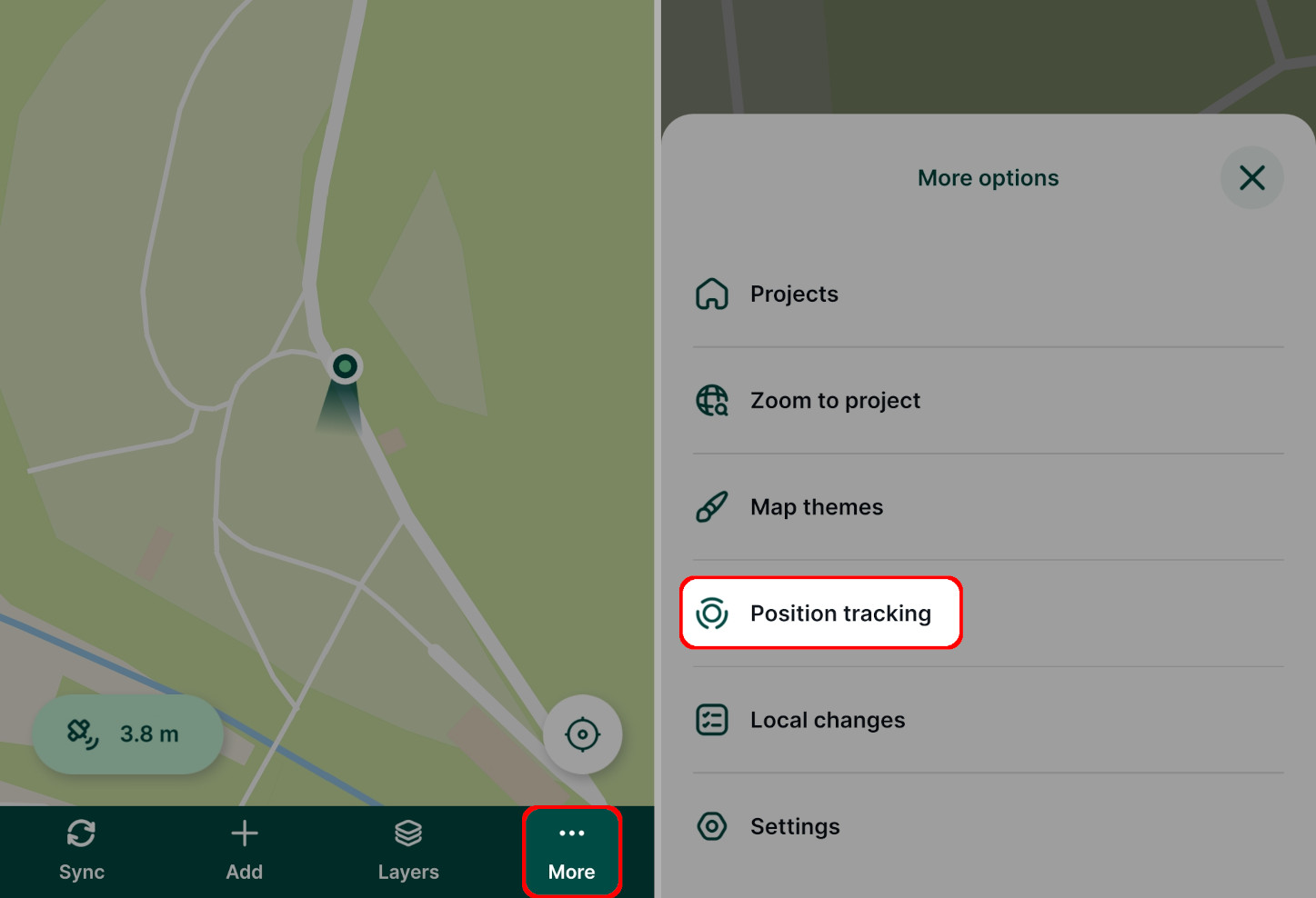 Mergin Maps Aplicação móvel de localização