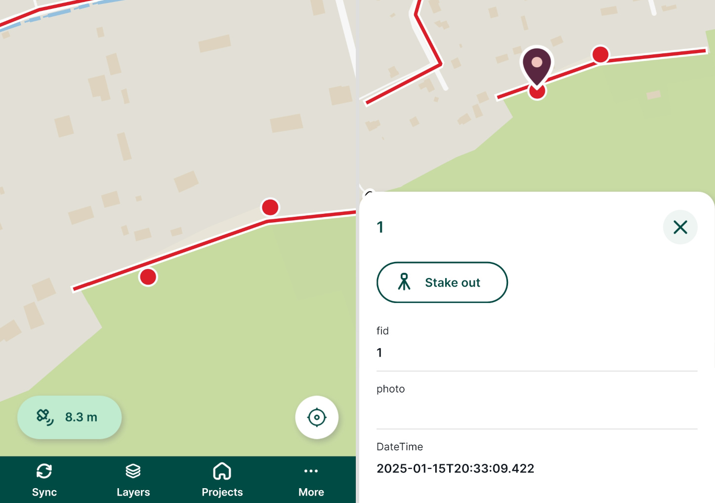 Um projeto foi criado na aplicação móvel « Mergin Maps » — função de utilizador «leitor»
