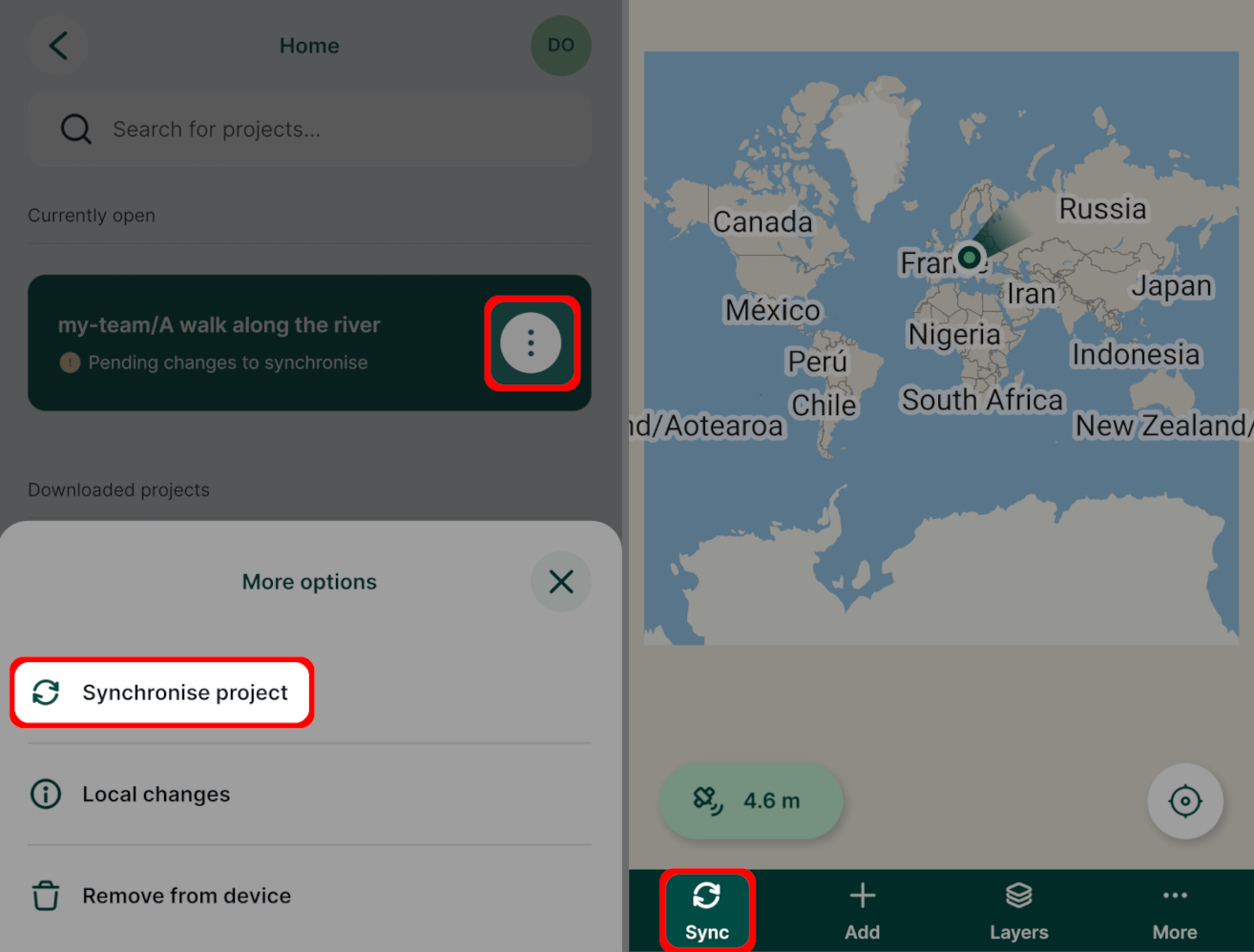 Sincronização na aplicação móvel « Mergin Maps »