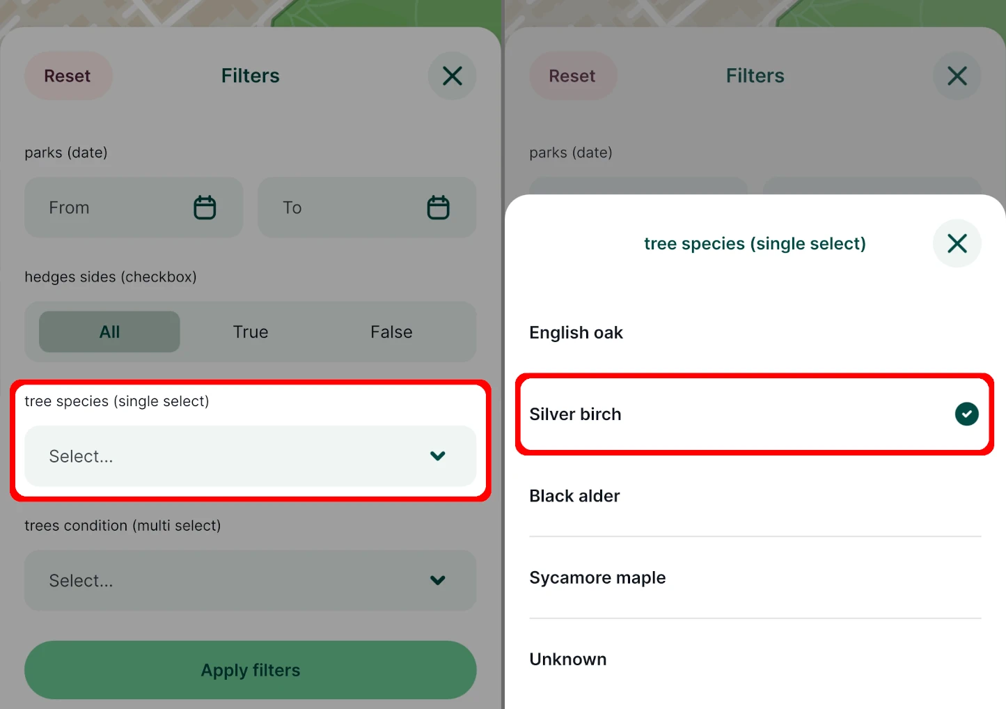 Filtragem na aplicação móvel « Mergin Maps »