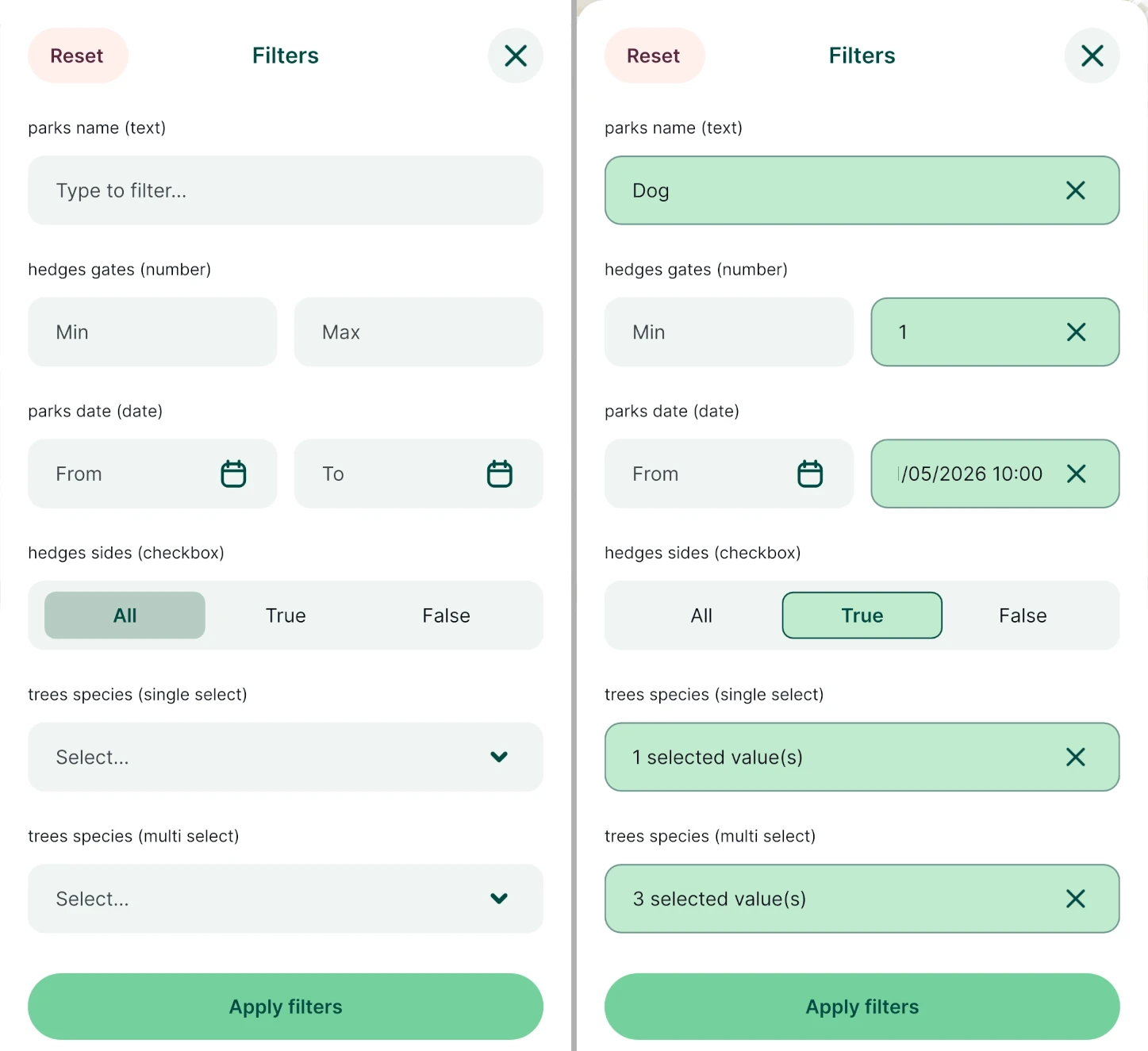 Mergin Maps filtros de aplicações móveis