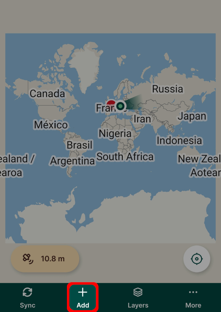 Mergin Maps Aplicação móvel: separador «Registo»