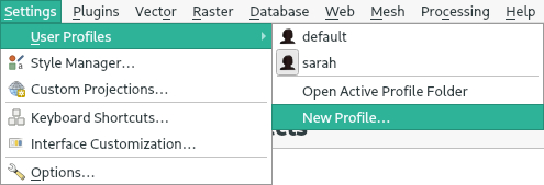 QGIS novo perfil