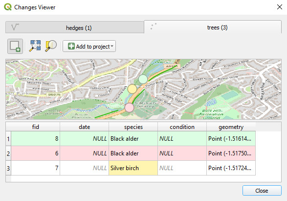 Mergin Maps QGIS visualizador de alterações do plugin