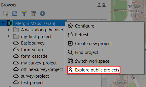 Explore projetos públicos no navegador « QGIS »