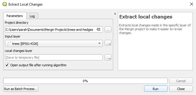 QGIS ferramenta para extrair alterações locais