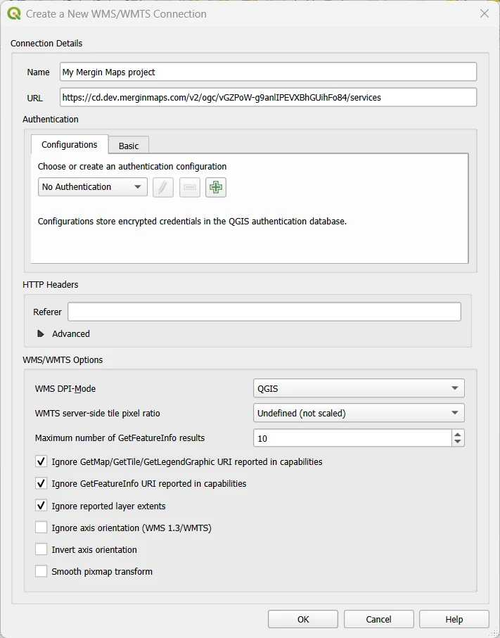 QGIS Nova ligação WMS/WMTS