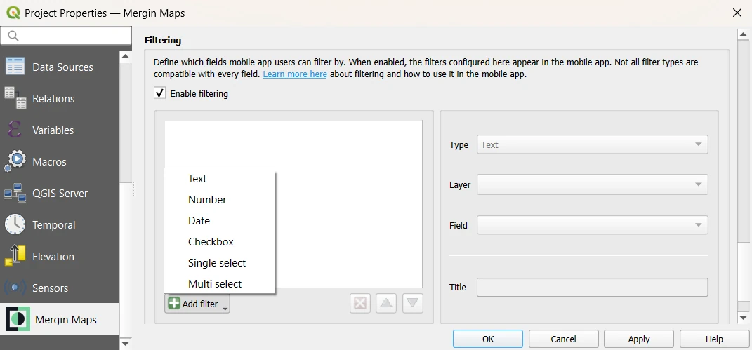 QGIS tipos de filtro