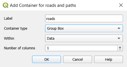 QGIS formulário «Adicionar grupo»