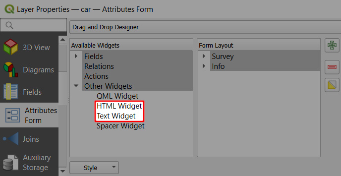 QGIS Widget de HTML e Texto