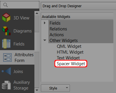 QGIS Formulários - Widget de espaçamento