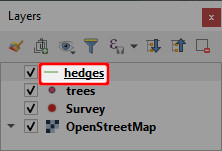 Camada de sebes QGIS