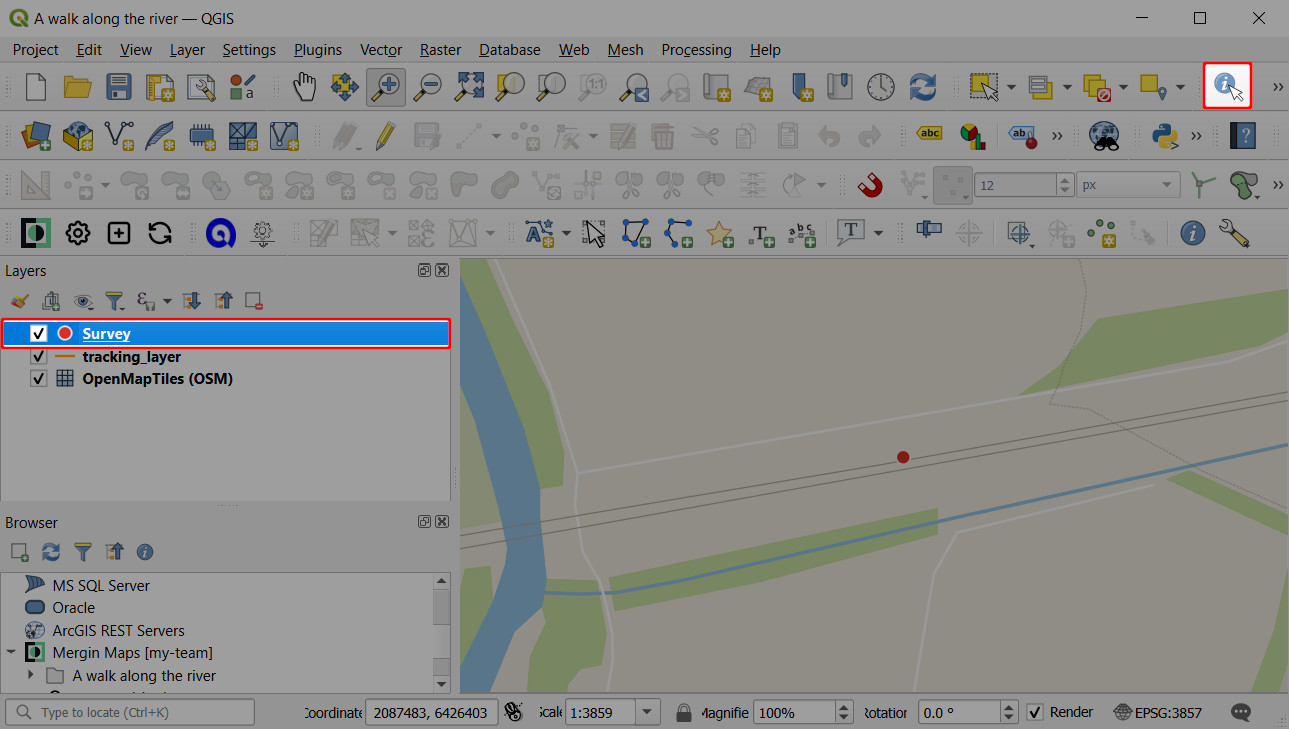 QGIS Identificar elementos na camada selecionada