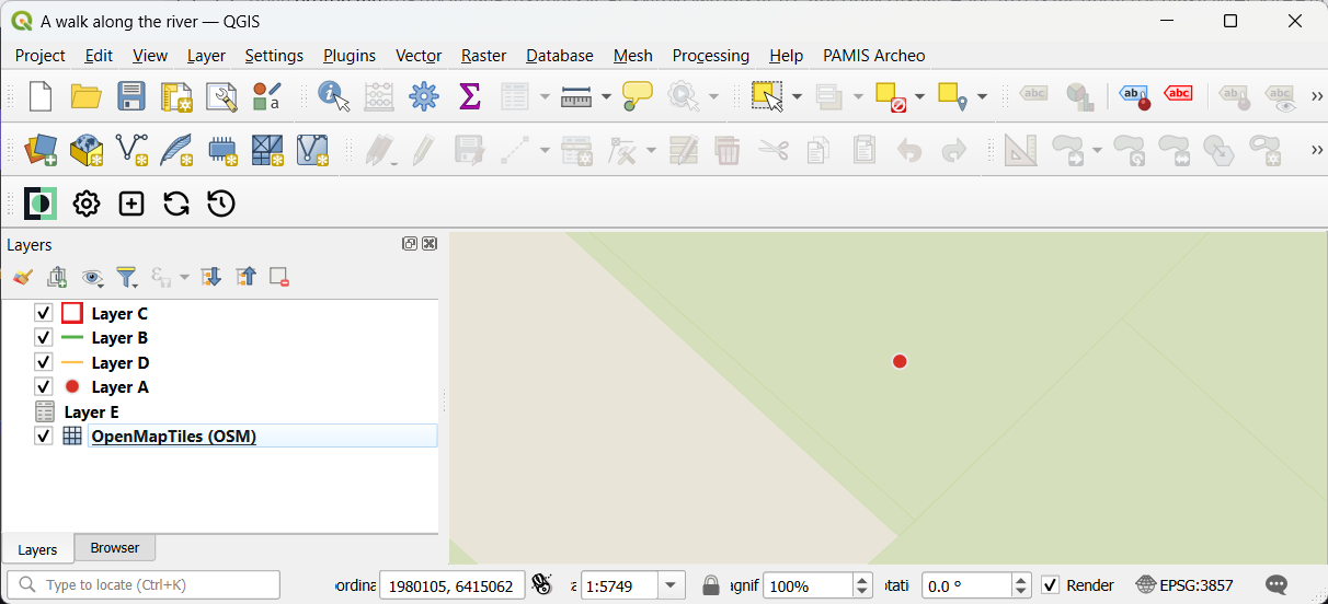 Configuração da ordem das camadas num projeto do QGIS Mergin Maps 