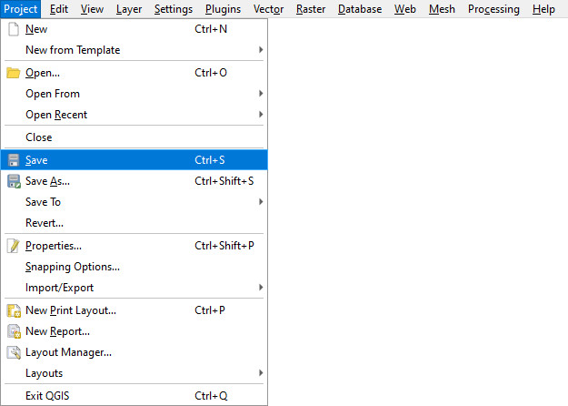 Salvar o projeto « QGIS »
