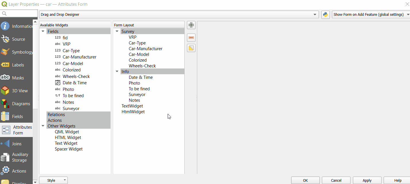 QGIS Configurar o Gerador de Expressões do Widget de Texto