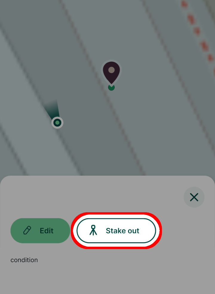 Funcionalidade «Stake out» na aplicação móvel « Mergin Maps »