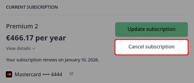 Cancelar a subscrição do « Mergin Maps »