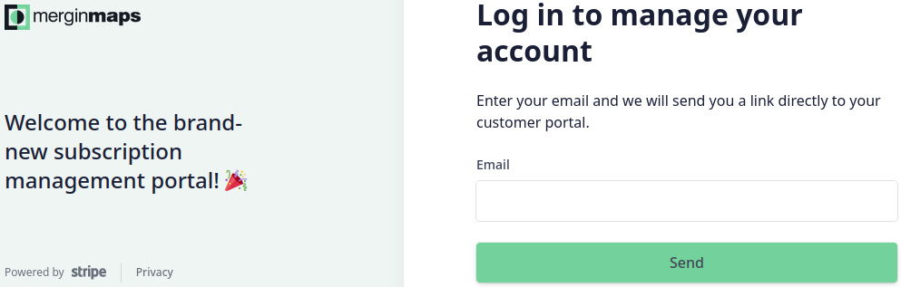 Iniciar sessão no Stripe com um endereço de e-mail